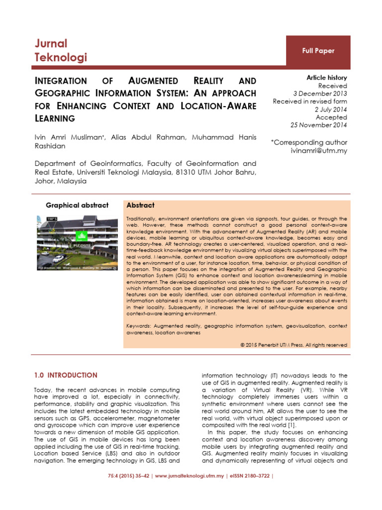 Integration of Augmented Reality and Geographic Information System ...