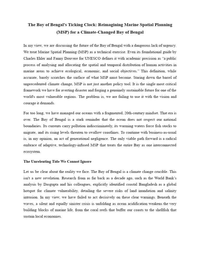 Marine Spatial Planning for Bay of Bengal | PDF | Oceans | Coast