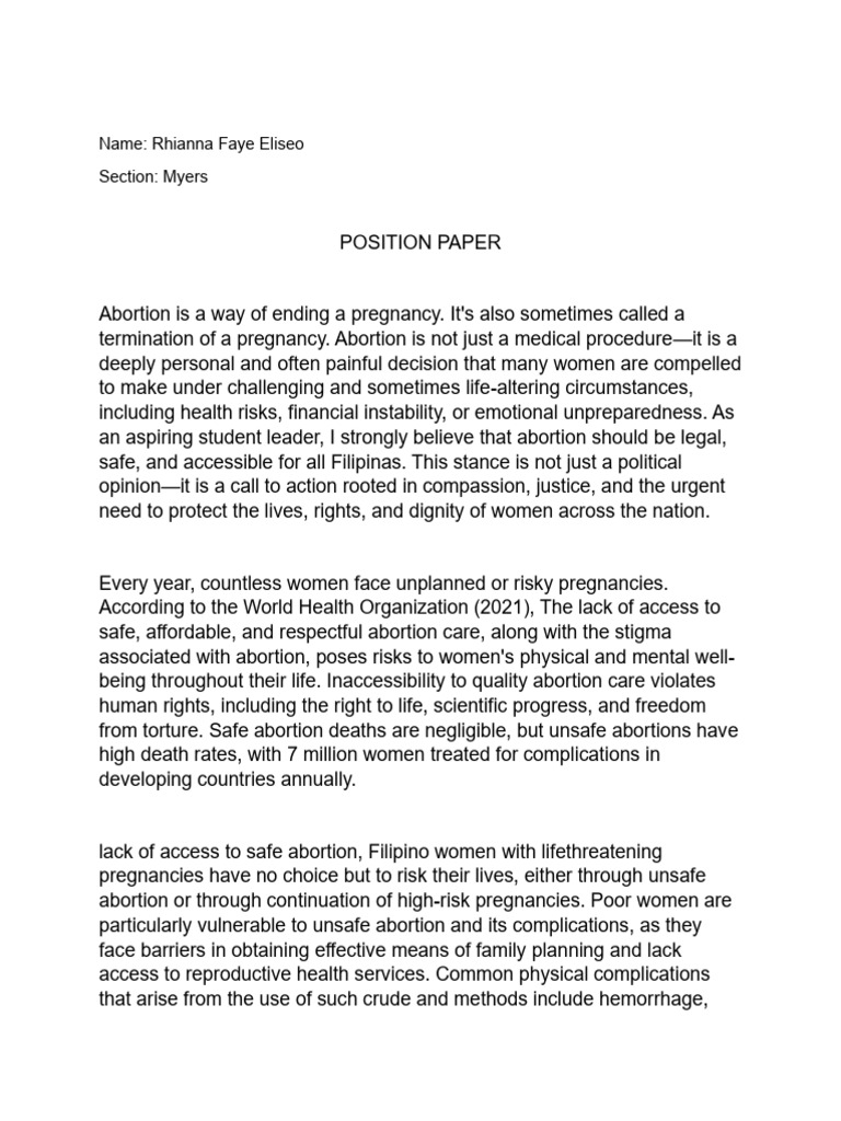 Position Paperrr | PDF | Abortion | Pregnancy