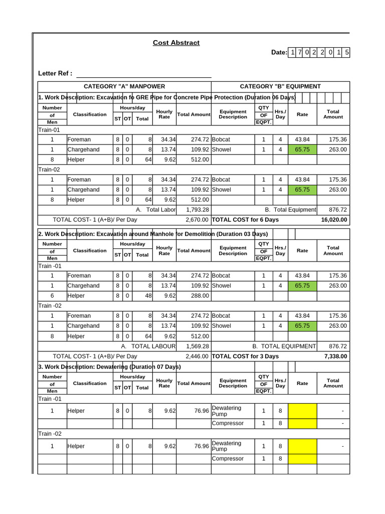 Day Rate Format Rev 1 | PDF | Turbomachinery | Gas Technologies