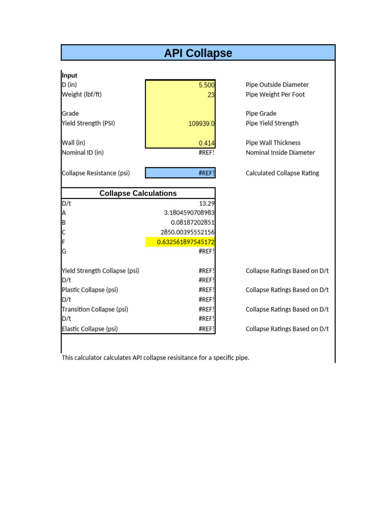 Collapse Pressure Calculation | PDF