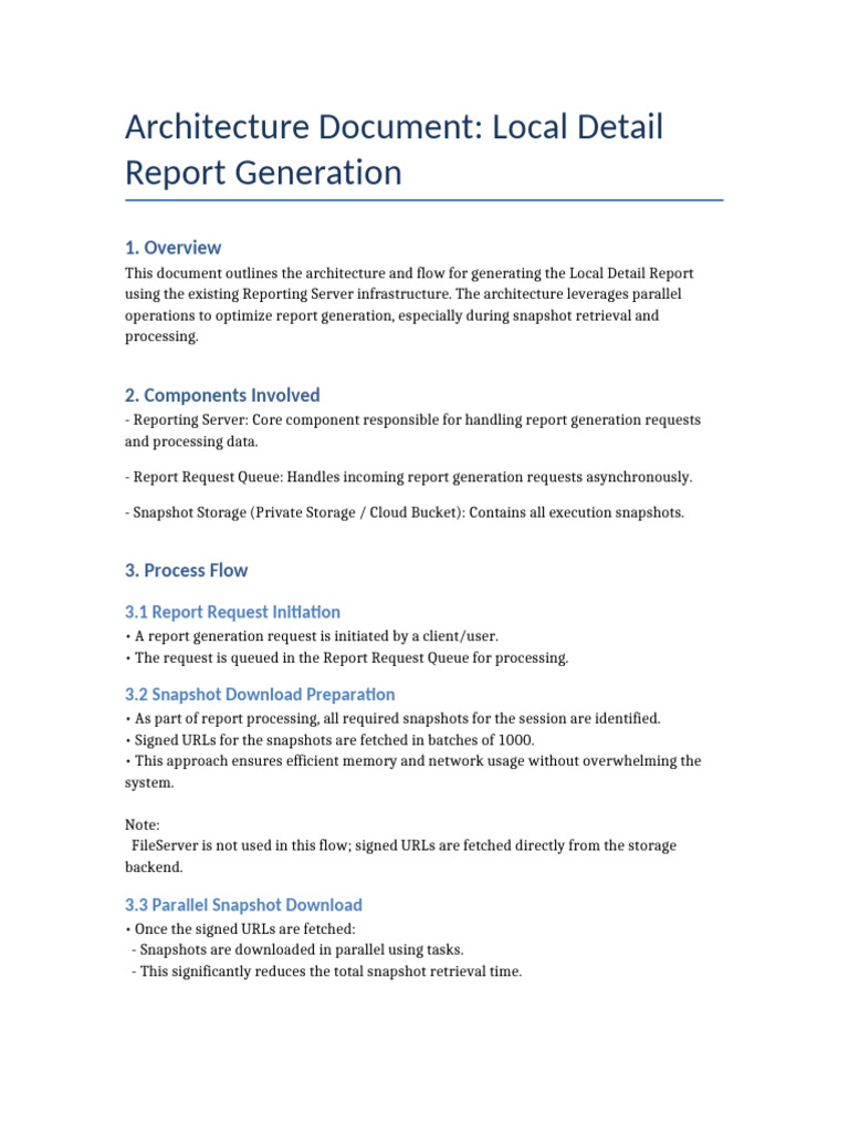 Local Detail Report Architecture Overview | PDF