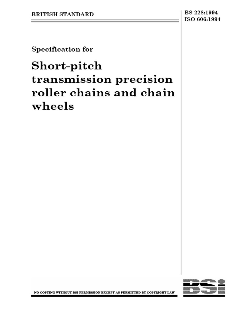 ISO 606:1994 Roller Chains Standard | PDF | Engineering Tolerance