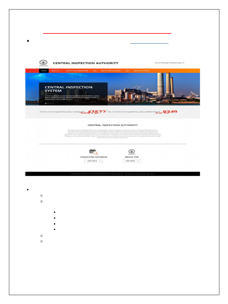 Central Inspection System Guidelines | PDF | Login | Computing