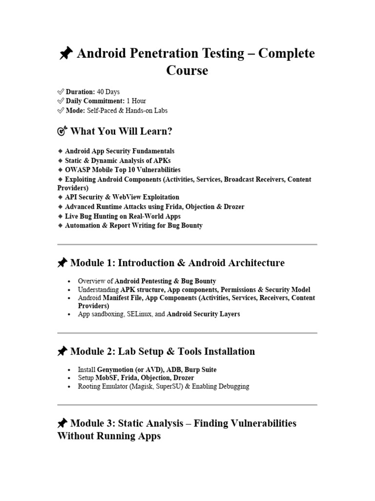 Automated Android Bug Hunting Course | PDF | Android (Operating System ...