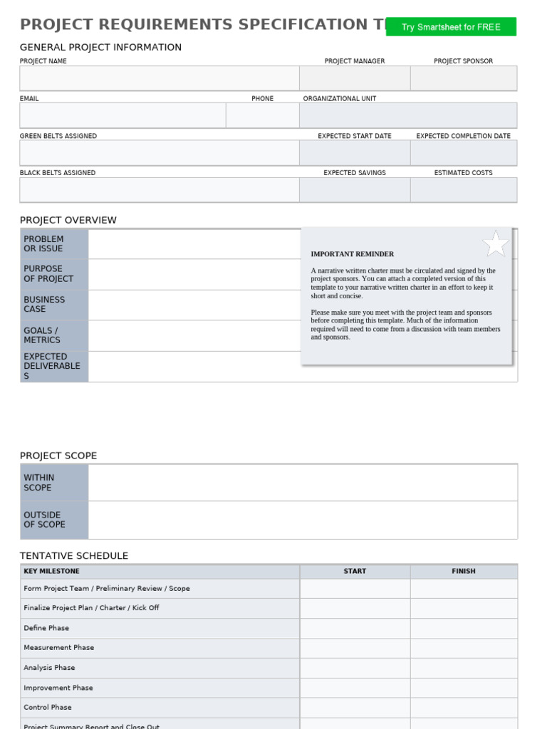Project Requirements Specification Template | PDF | Information ...