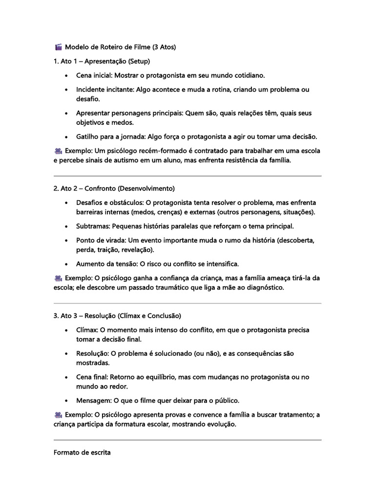 Modelo de Roteiro de Filme em 3 Atos | PDF