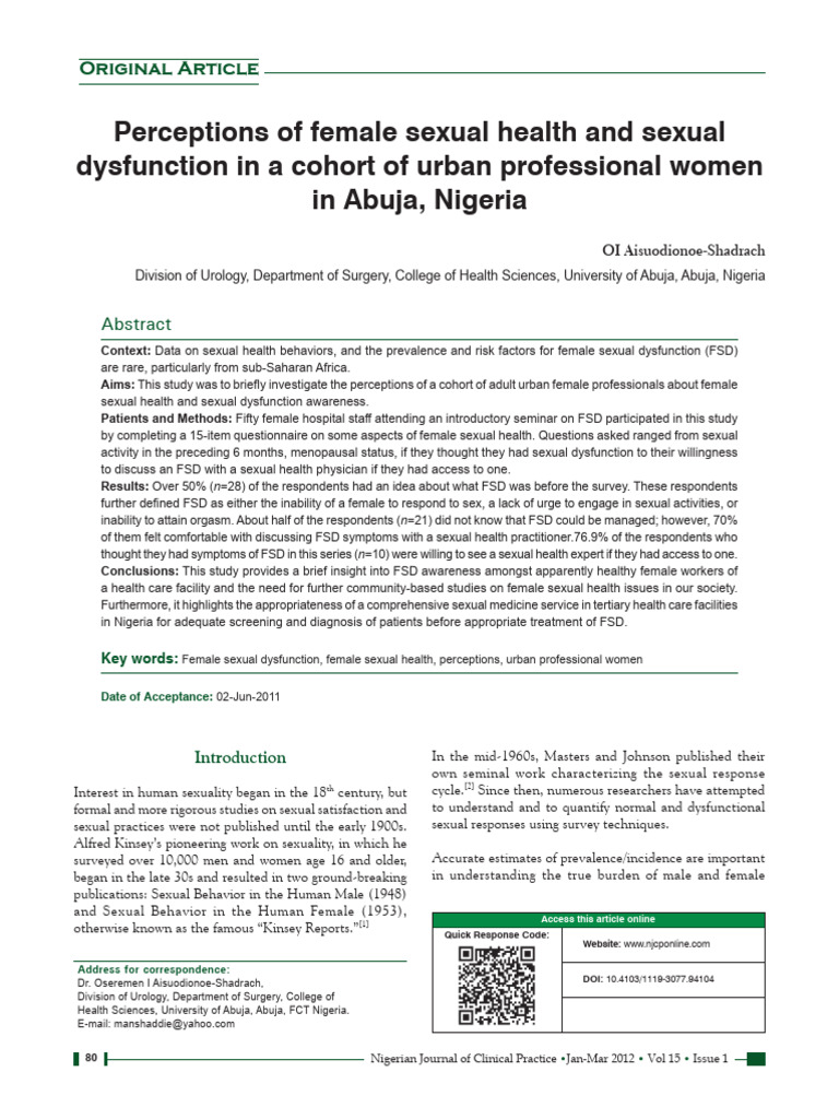 Female Sexual Dysfunction Awareness in Abuja | PDF | Sexual Dysfunction ...