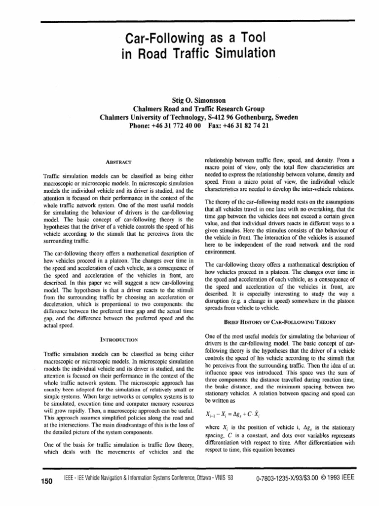 New Car-Following Model for Traffic Simulations | PDF | Traffic ...