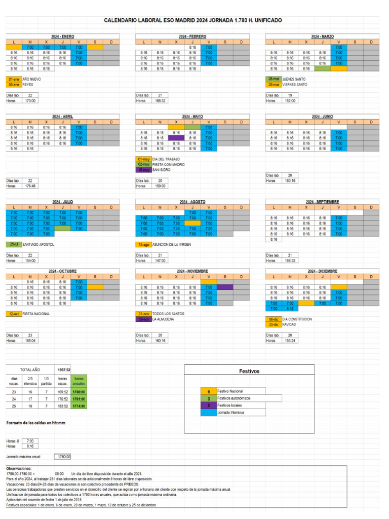 Propuesta Final Calendario de Madrid 2024 | PDF