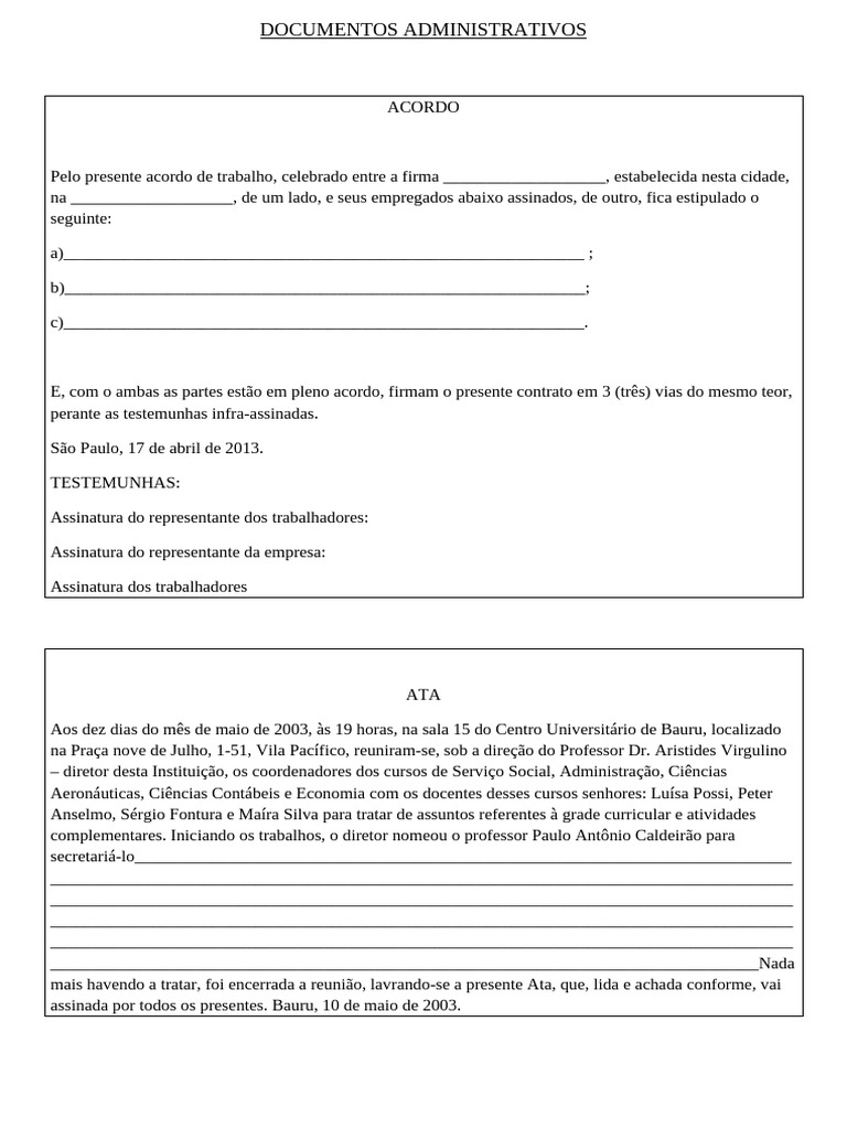 Modelos de Documentos Administrativos | PDF | Contabilidade