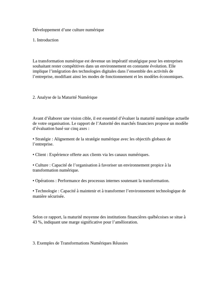 Culture numérique et transformation réussie | PDF | Données numériques ...