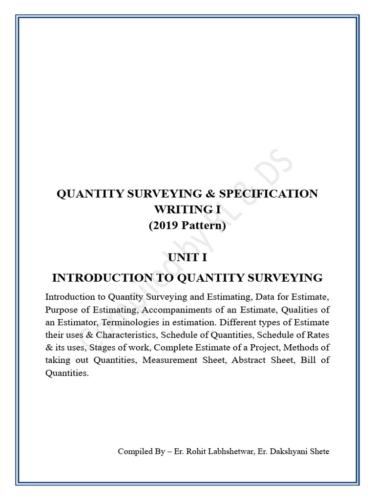 Quantity Surveying and Estimating Guide | PDF | Length | Real Estate ...