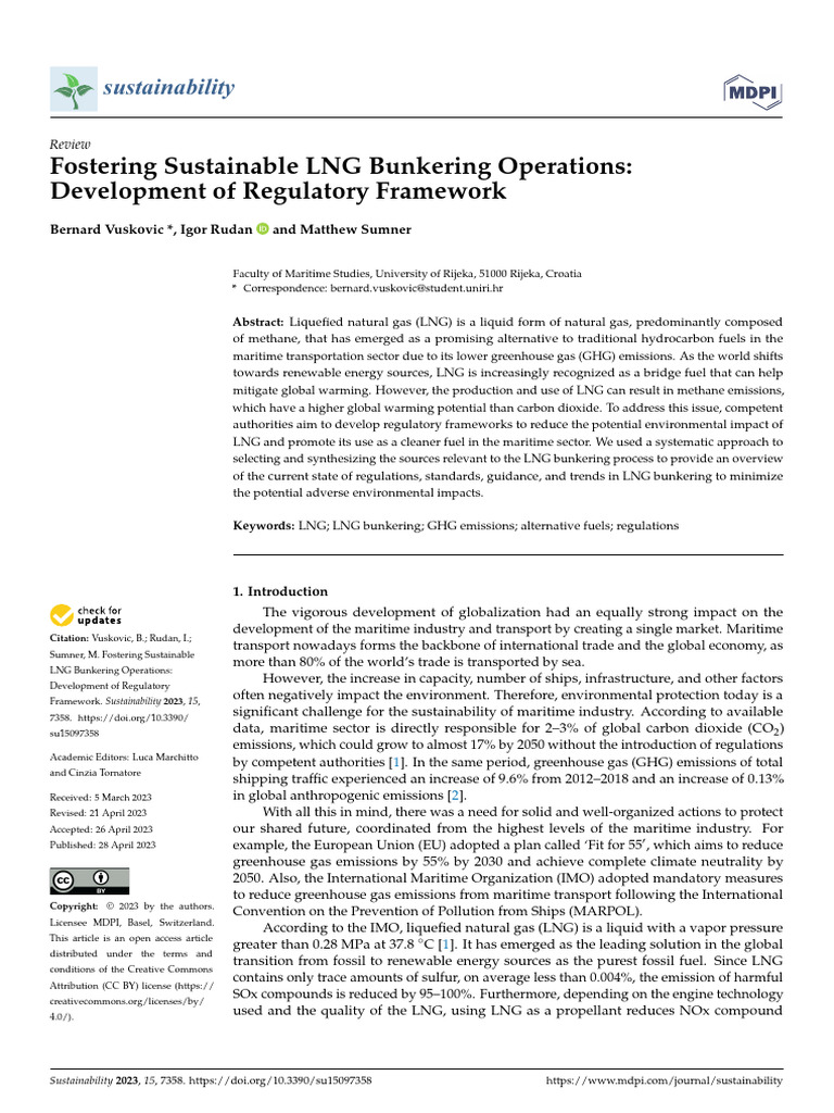 Sustainable LNG Bunkering Regulations | PDF | Natural Environment ...