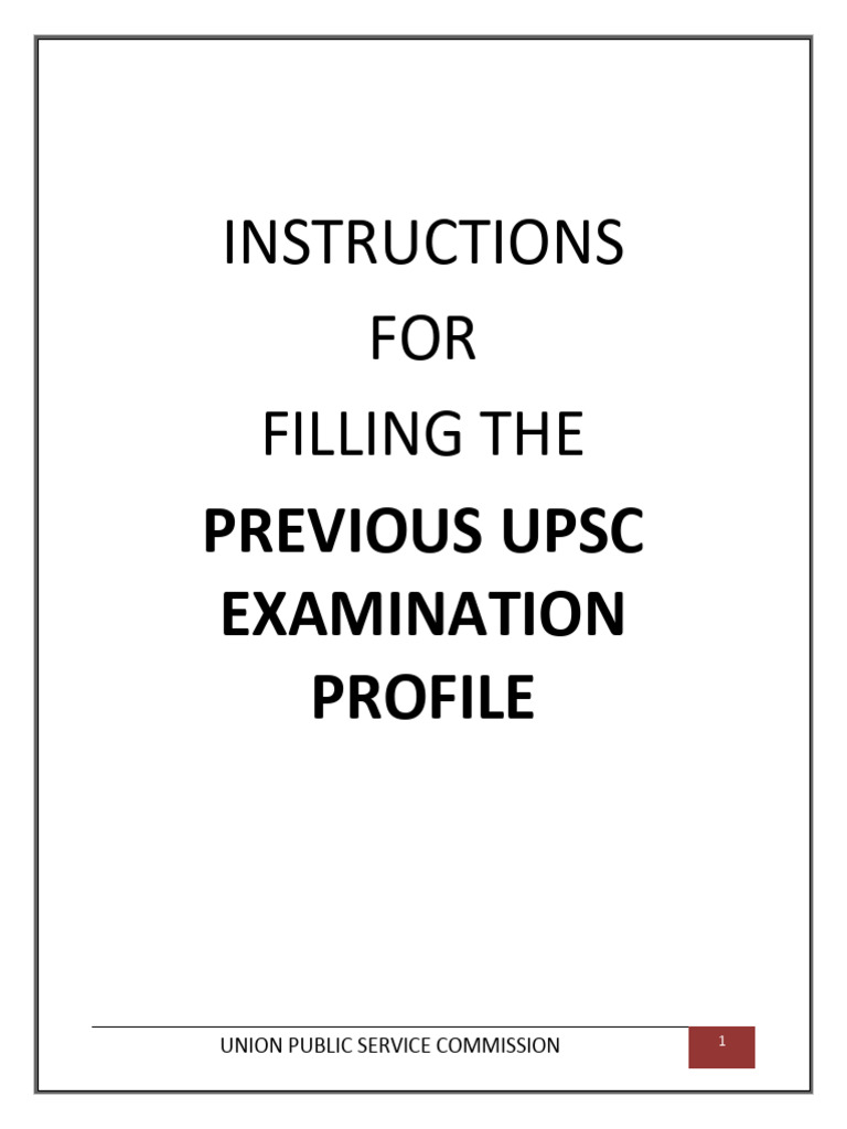 Previous UPSC Exam Profile Instructions | PDF