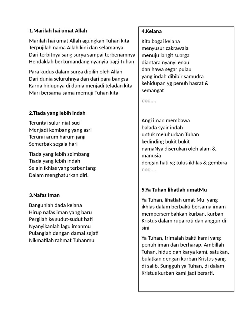 Lirik Lagu Iman dan Persembahan Umat | PDF