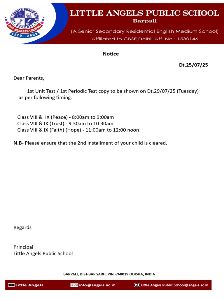 Class VIII & IX 1st Unit Test Result Declaration | PDF