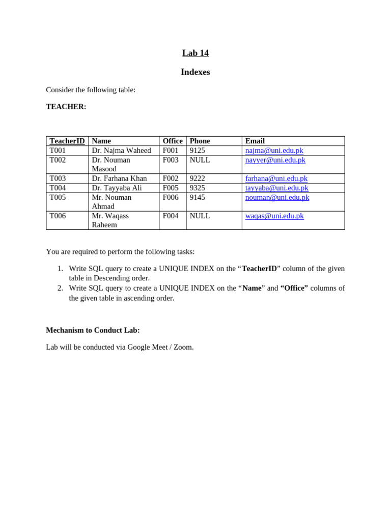 Lab 14 Indexes | PDF