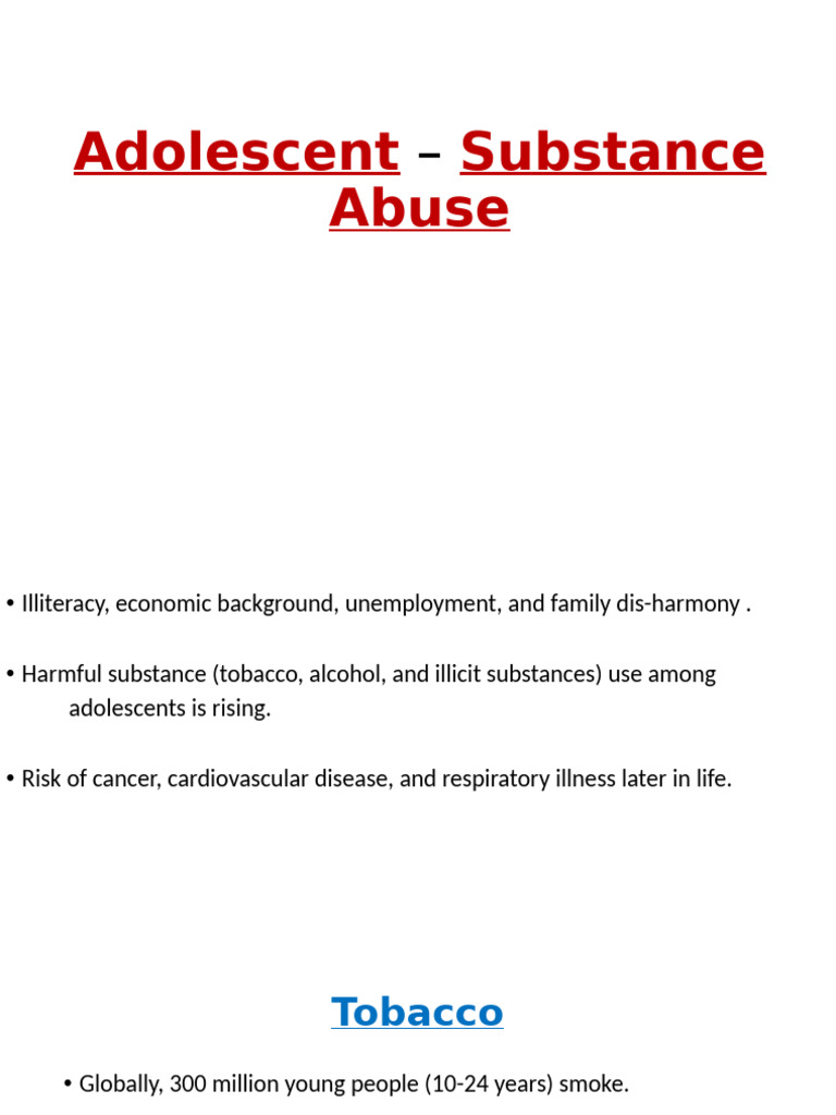 Adolescent - Drug Abuse, NCD, AFHS | PDF | Substance Abuse | Violence