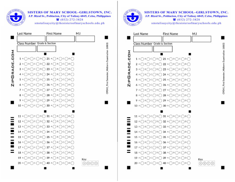 Sample Answer Sheet PDF