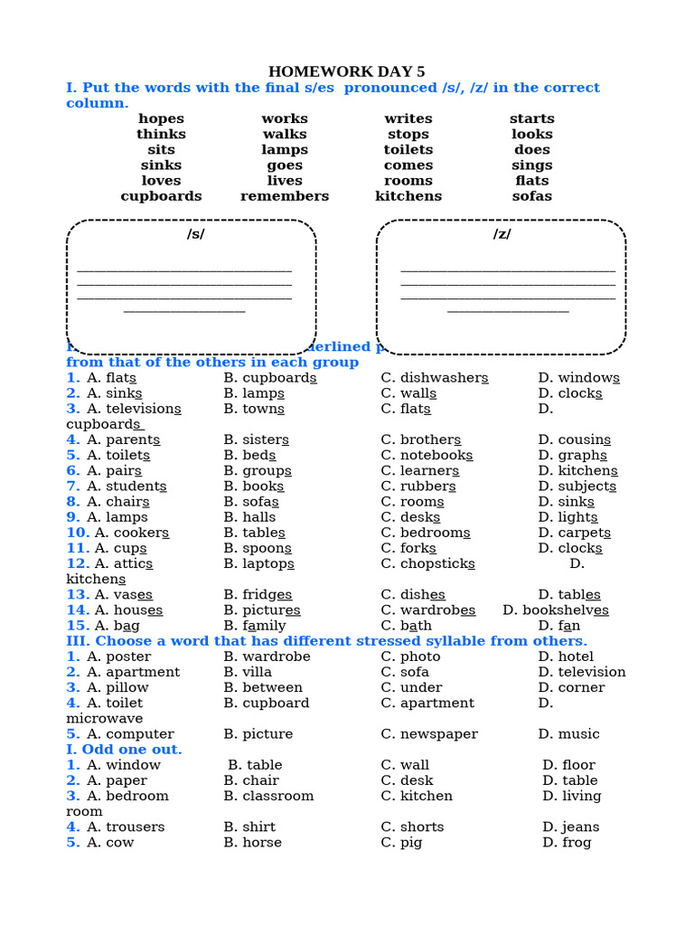 Grade 6 Homework: Vocabulary and Grammar | PDF | Home