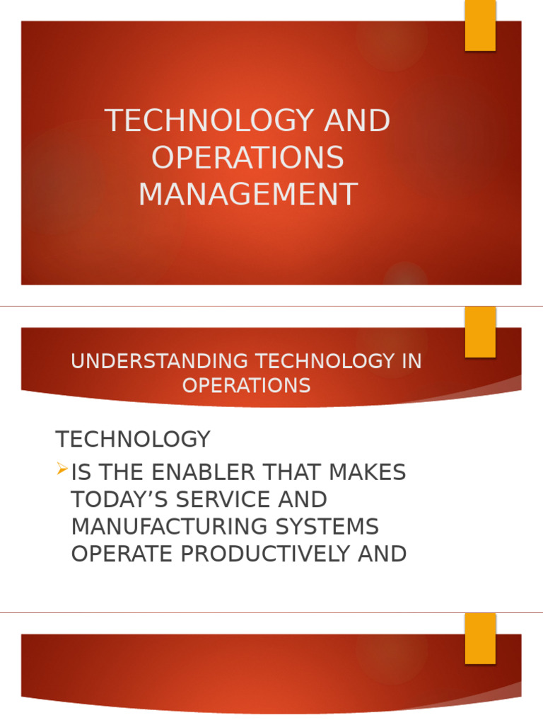 Technology in Operations Management | PDF | Automation | Radio ...