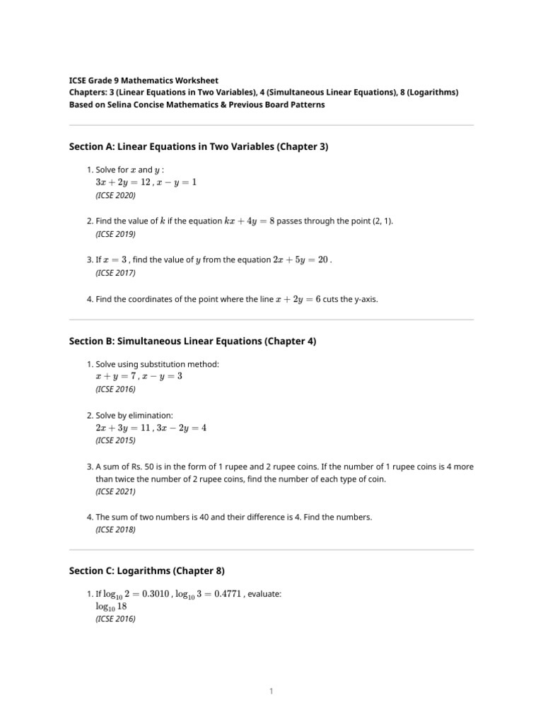 Maths Ch3 4 8 Worksheet | PDF
