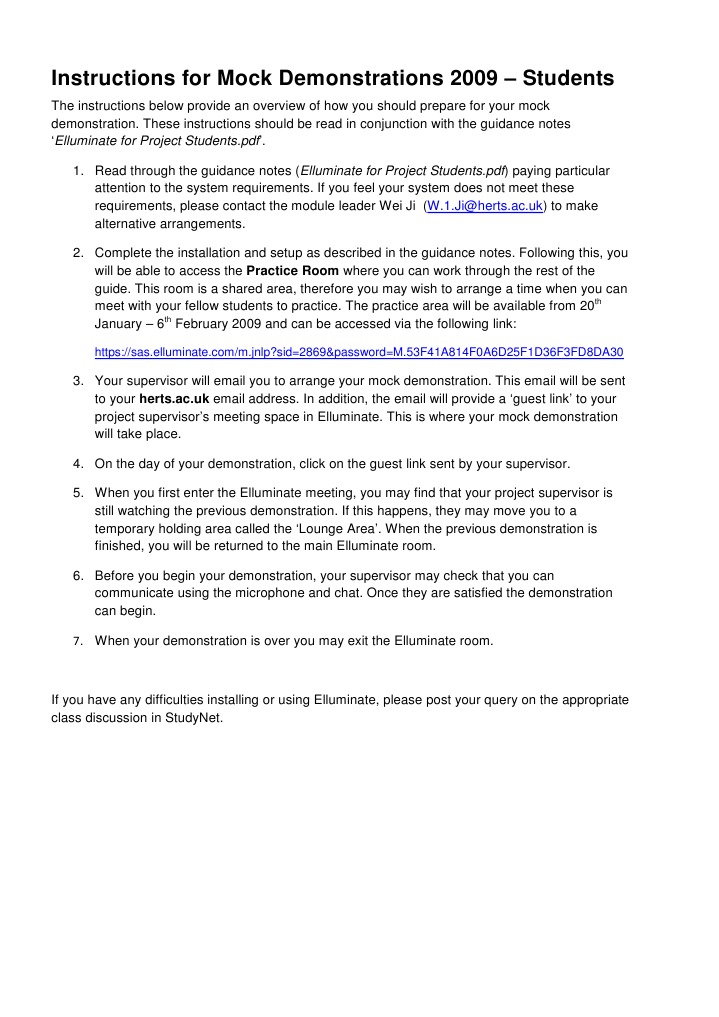 Instructions For Mock Demonstrations 2009 - S | PDF
