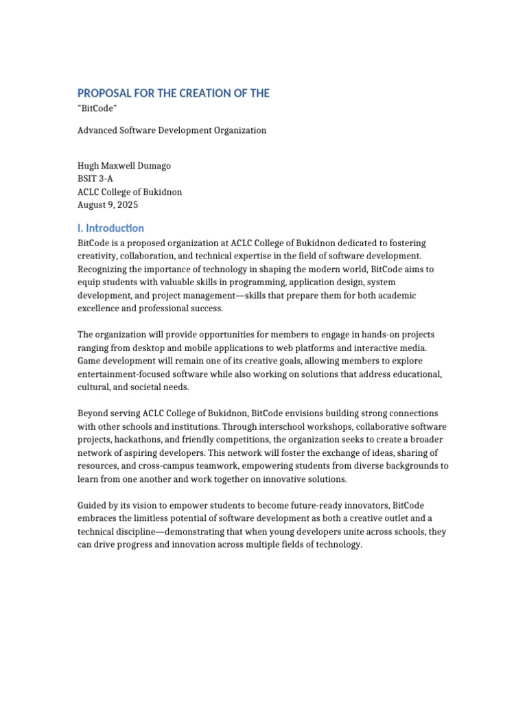 BitCode: Software Development Proposal | PDF | Usability | Innovation