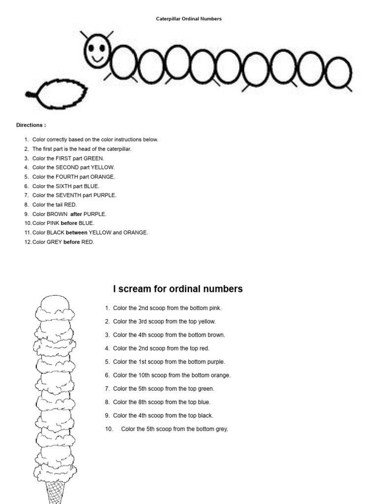 Caterpillar Ordinal Numb & Positions Project | PDF