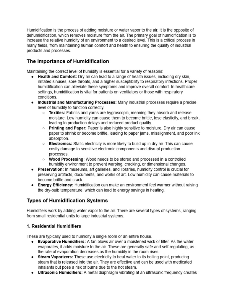 Explain About Humidification | PDF | Thermodynamics | Home Appliance