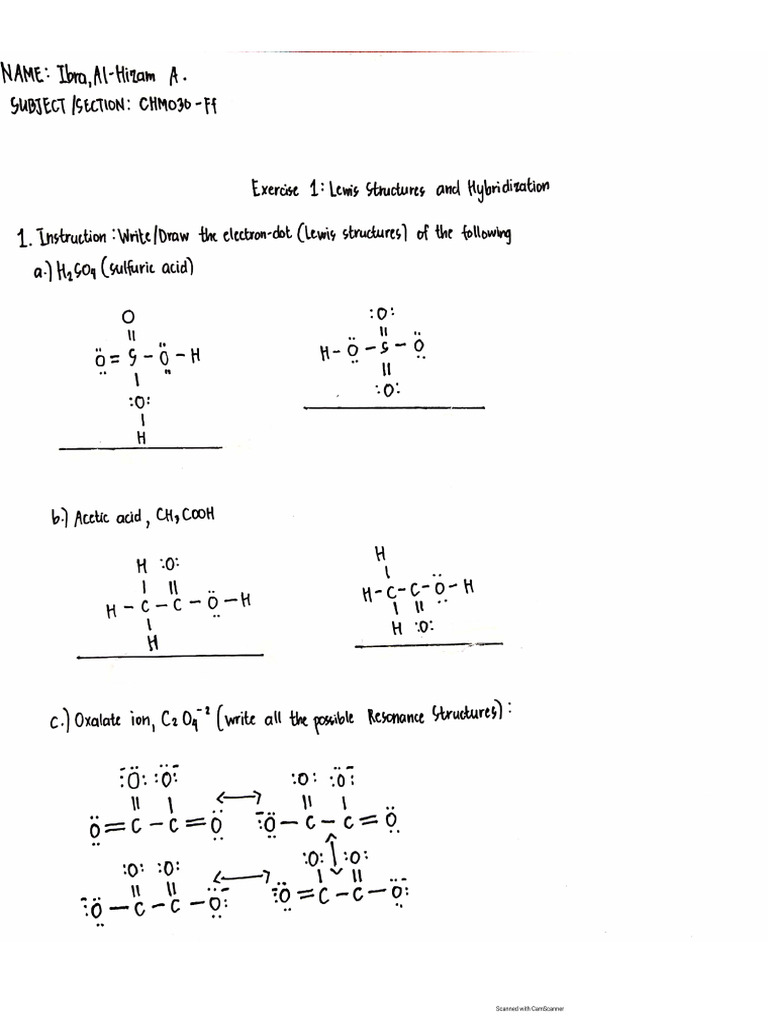 Activity 1 Lewis Structures, Hybridization, and Structural Formulas | PDF