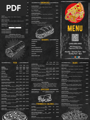 Gio's Pizzeria Menu & Prices | PDF | Pizza | Salad