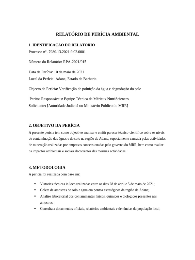 Perícia Ambiental em Adane: Poluição e Impactos | PDF | Degradação ...