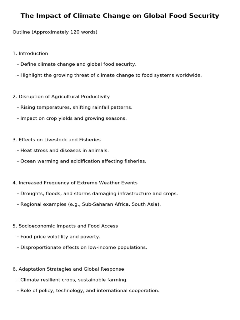Climate Change and Food Security Impact | PDF | Agriculture | Food Security