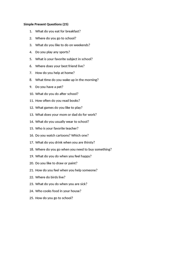 Simple Present Questions | PDF