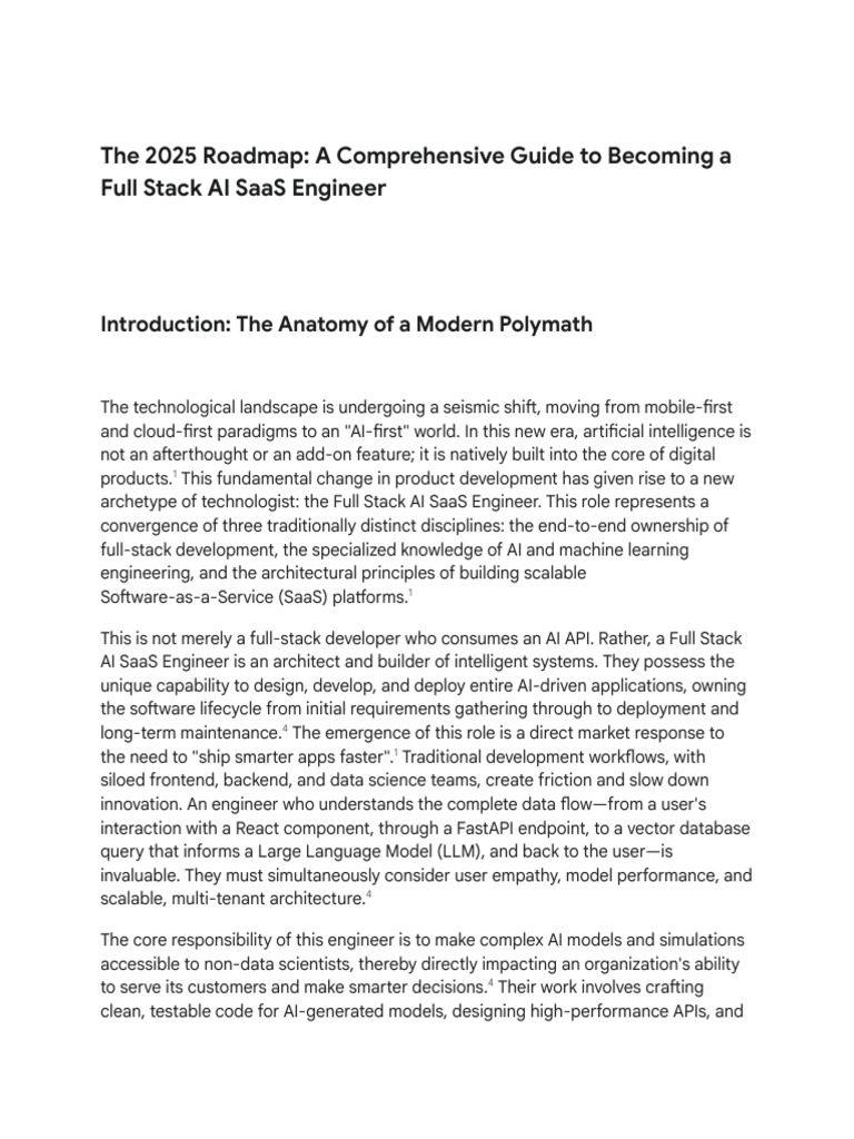 Full Stack AI SaaS Engineer Roadmap | PDF | Databases | Cloud Computing