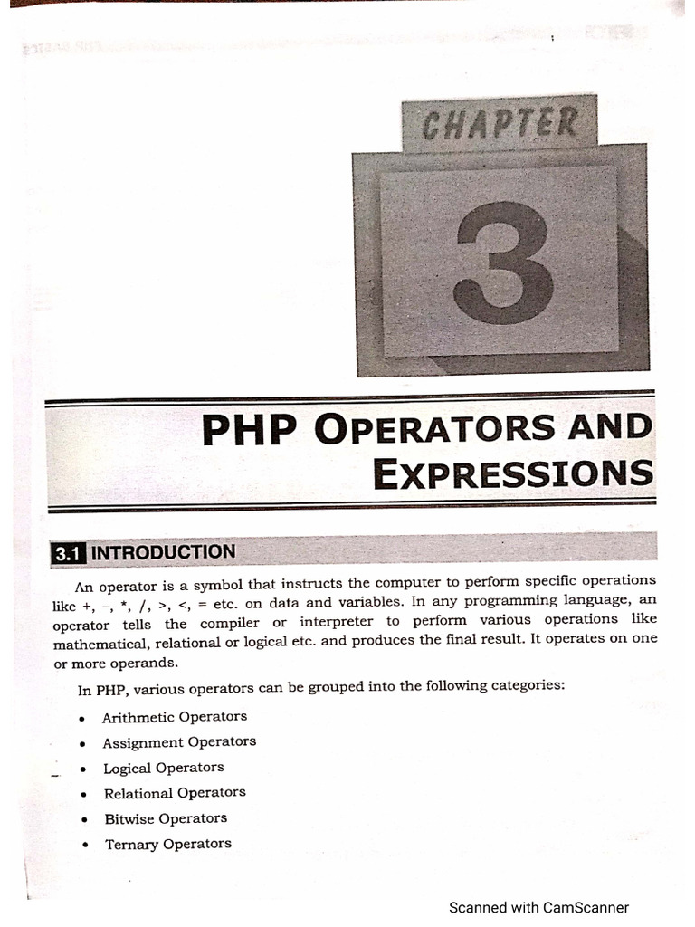 PHP Ch-3 PHP Operators and Expressions (1) | PDF
