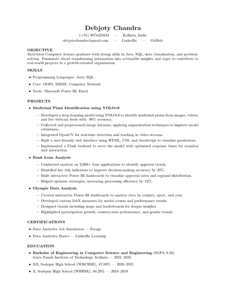 Computer Science Graduate Resume | PDF