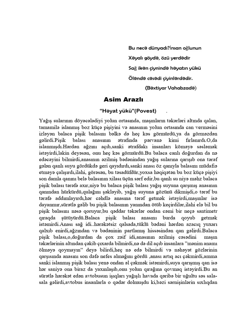 Asim Arazli Heyat Yuku | PDF