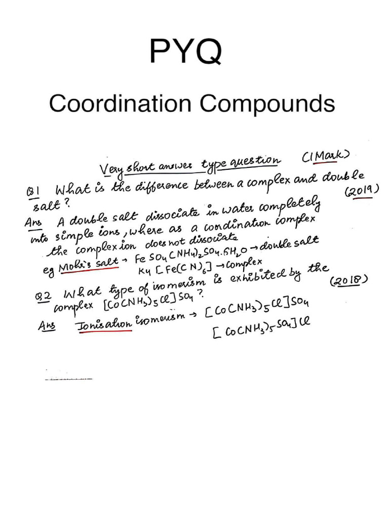 PYQ Coordinate Compound | PDF