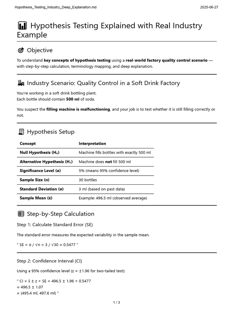 Hypothesis Testing in Quality Control | PDF | Type I And Type Ii Errors ...
