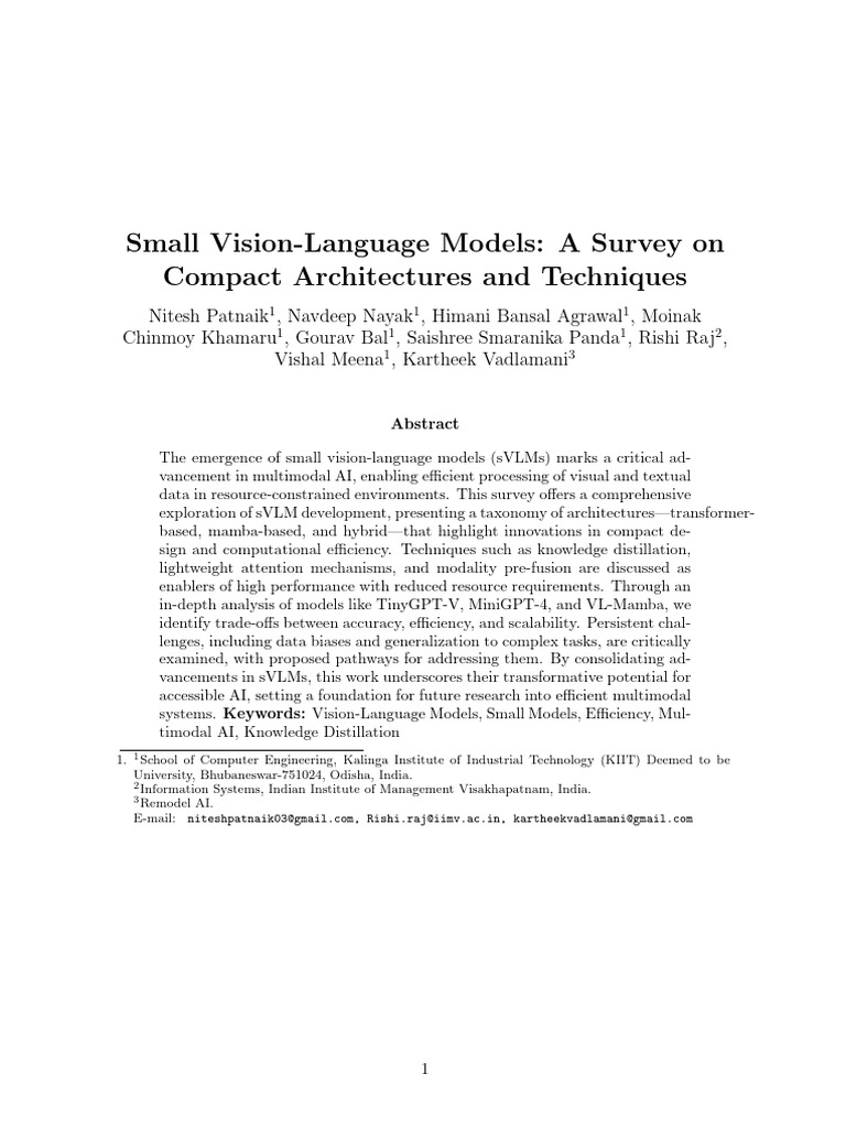 Survey of Small Vision-Language Models | PDF | Computational ...