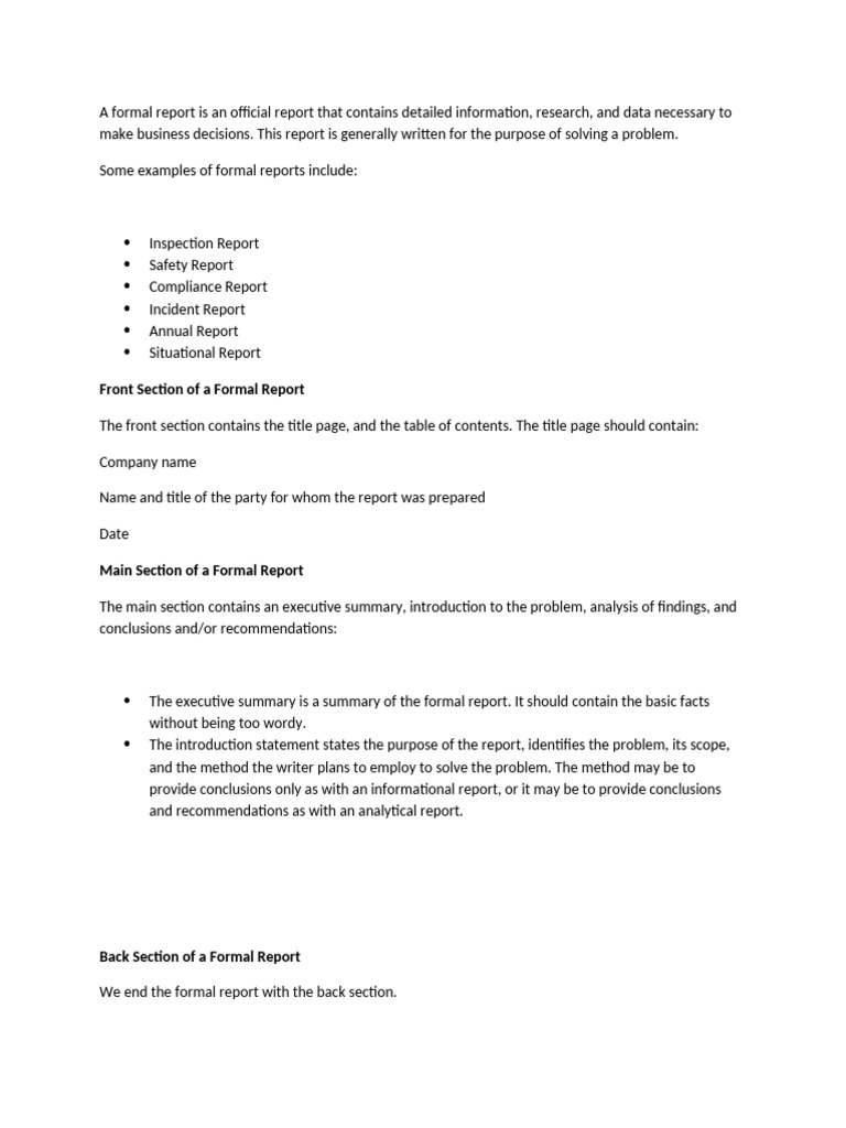 Understanding Formal Reports | PDF