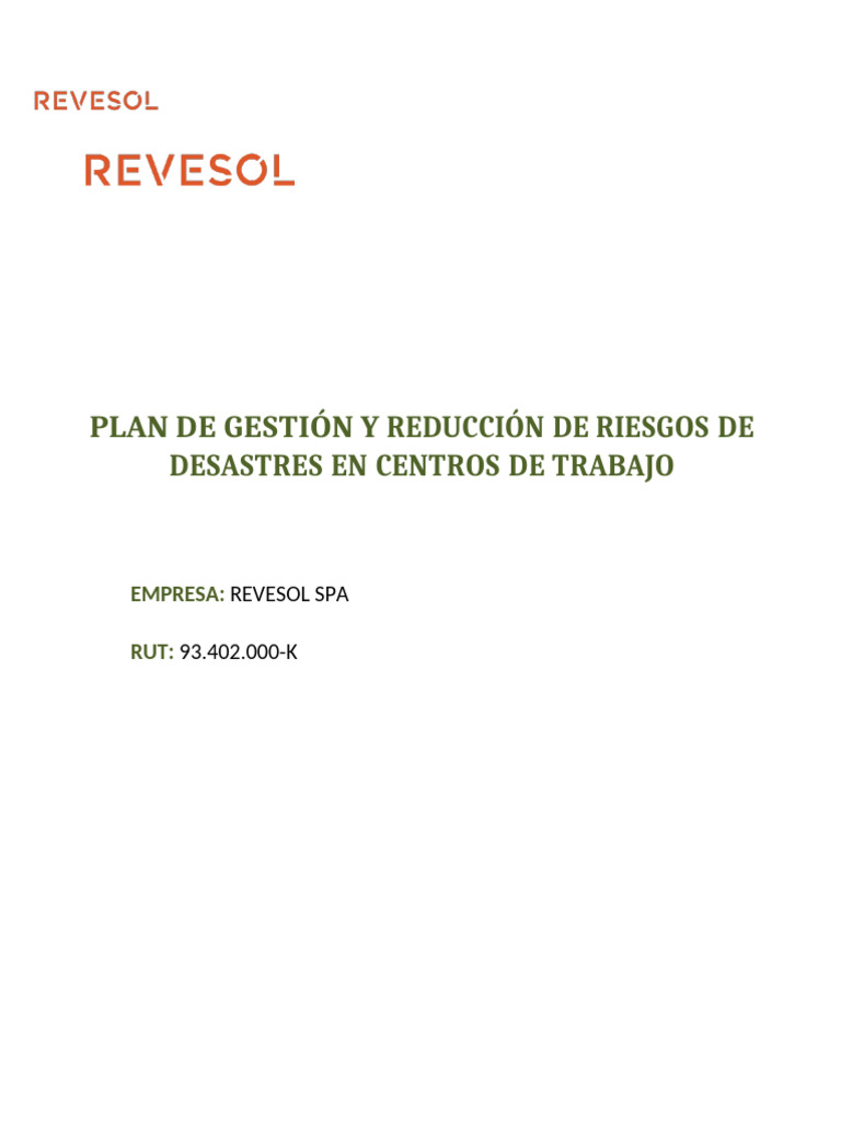 Gestión de Riesgos en Revesol SPA | PDF | Desastres naturales | Riesgo