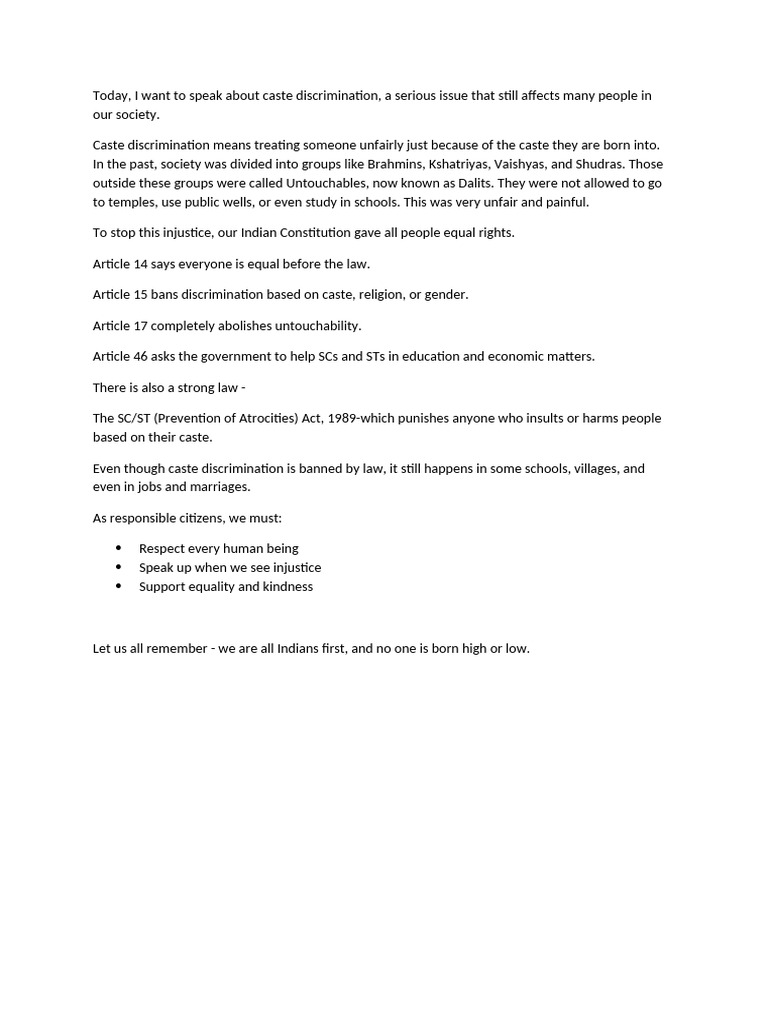 Understanding Caste Discrimination in India | PDF