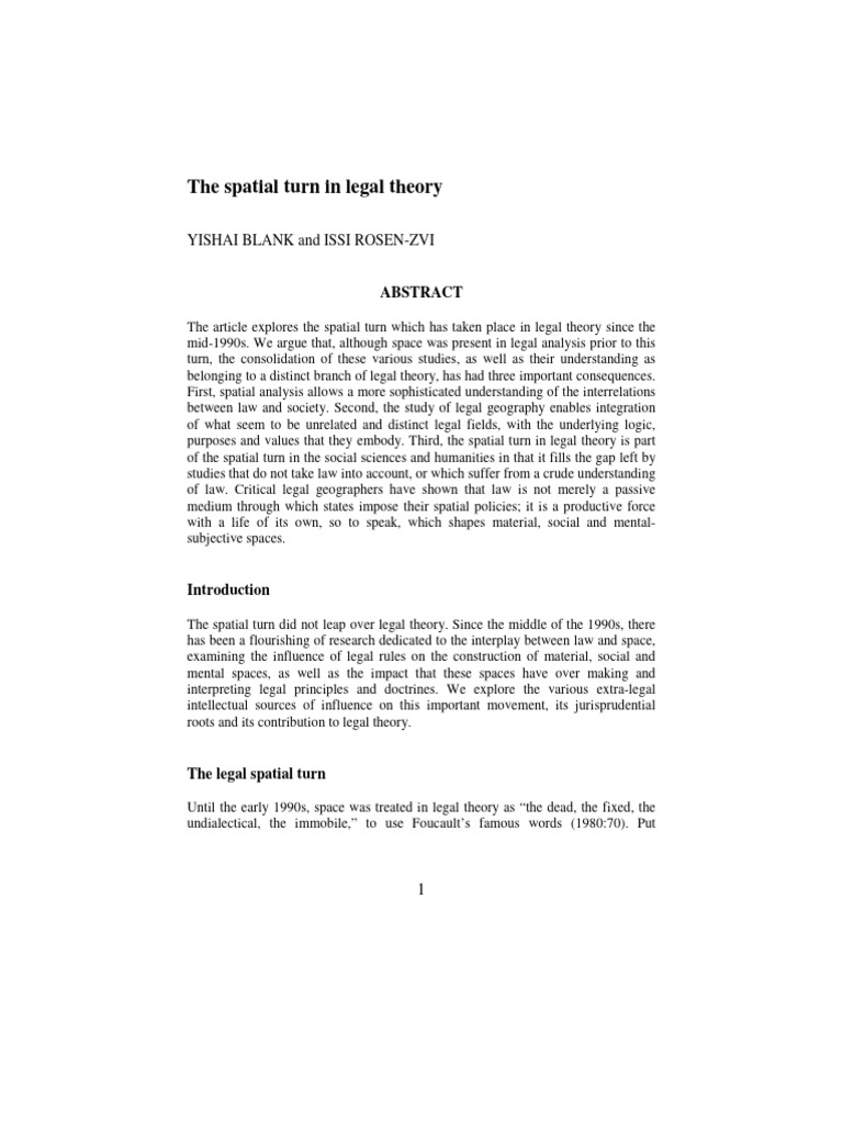 The Spatial Turn in Legal Theory | PDF | Space | Jurisprudence