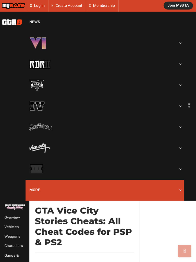 GTA Vice City Stories Cheat Codes Guide | PDF | Video Games | Video ...