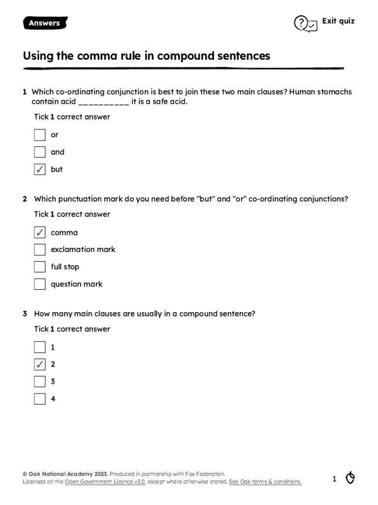 Comma Usage Quiz with Answers | PDF