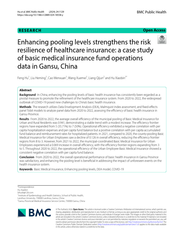 Enhancing Pooling Levels Strengthens The Risk Resilience of Healthcare ...